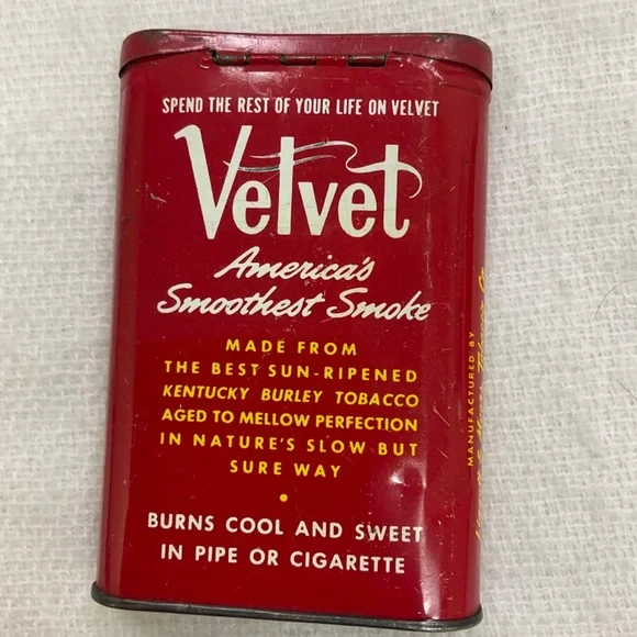 Vintage Velvet Pipe & Cigarette Tobacco Tin Collectible - Picture 4 of 11